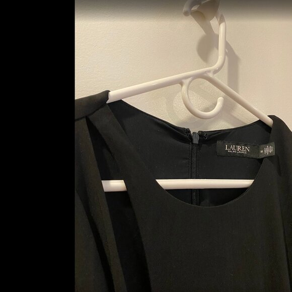 Lauren Ralph Lauren Black Tie-Front Jersey Wide-Leg Jumpsuit | Size 14 - Picture 7 of 8